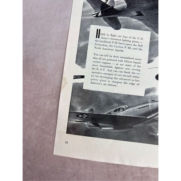 1941 Allison Advertisement WWII Aircraft Engine Army Lockheed P-38 Vtg Print AD - Picture 2 of 6